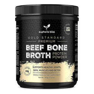 بروتين مرق عظام اللحم البقري باودر 400 مجم - حلال  - Euphoria Bliss Beef Bone Broth Powder 400