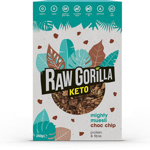 حبوب جرانولا عضوية برقائق الشوكولاتة مناسبة لنظام الكيتو 250 جم - Raw Gorilla Organic Keto Mighty Muesli Choc Chip Granola 250g - Herbanta -  تسوق الان بأفضل سعر في السعودية