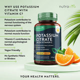 بوتاسيوم مع فيتامين سي 180 قرص - Nutravita Potassium Citrate With Vitamin C 180 Tablets