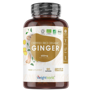كبسولات الزنجبيل العضوي 650 مجم 90 كبسولة - Weight World Organic Ginger 650 mg Capsules 90’s