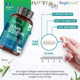 كولاجين نباتي مدعم بالهيالورونيك أسيد 180 كبسولة - Weight World Vegan Collagen Advanced Capsules 180's