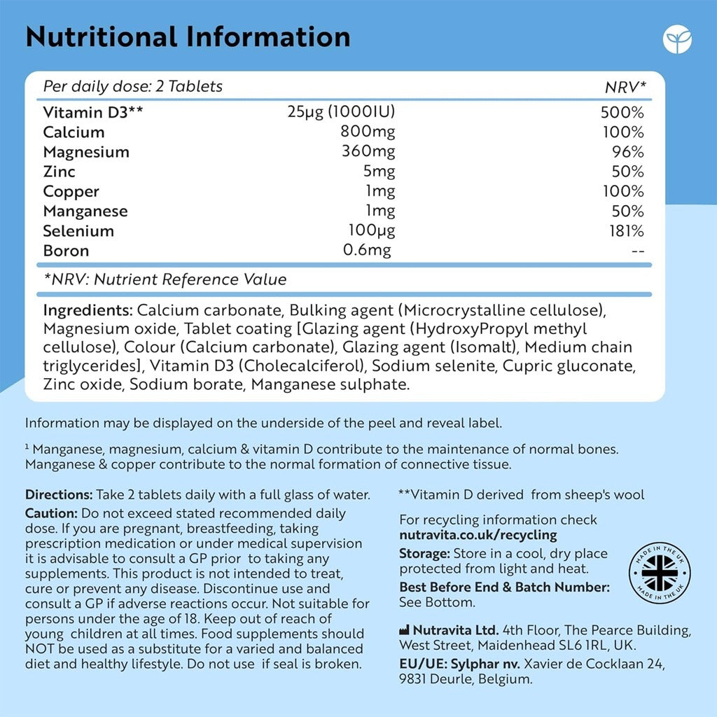 كالسيوم، مغنيسيوم وزنك 365 قرص - Nutravita Calcium, Magnesium & Zinc 365 Tablets