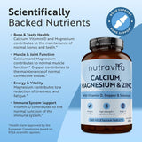 كالسيوم، مغنيسيوم وزنك 365 قرص - Nutravita Calcium, Magnesium & Zinc 365 Tablets
