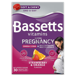 باسيتس فيتامينات ومعادن للحوامل مع الأوميجا 30 باستيليا مضغ - Bassetts Vitamins Pregnancy Omega-3 DHA, Multivitamins & Multiminerals Pastilles 30's