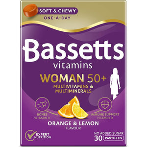 باسيتس فيتامينات ومعادن للسيدات فوق الخمسين 30 باستيليا مضغ - Bassetts Vitamins Woman 50+ Multivitamins & Multiminerals Pastilles 30's