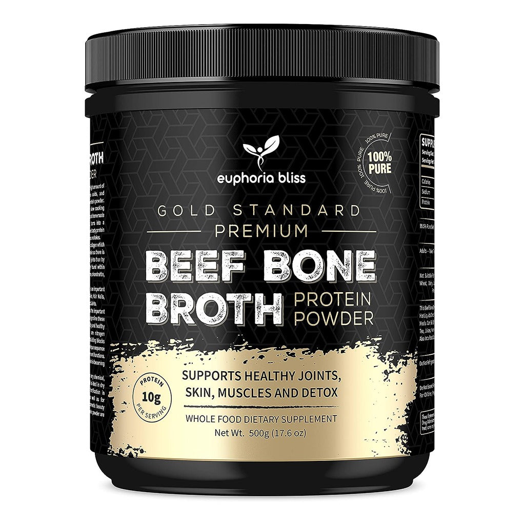 بروتين مرق عظام اللحم البقري باودر 400 مجم - حلال  - Euphoria Bliss Beef Bone Broth Powder 400g