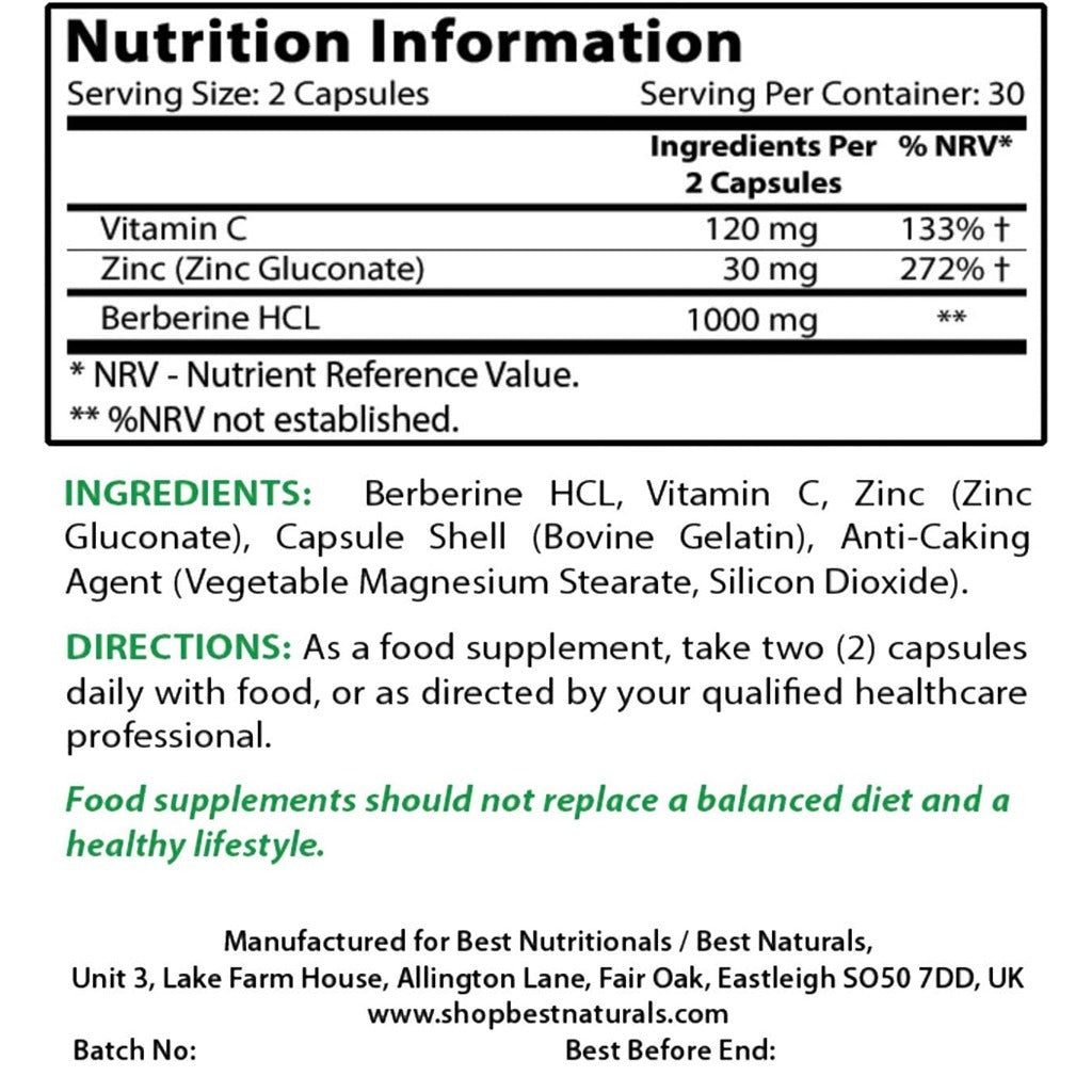 بربرين بلس 1000 ملج 60 كبسولة - Best Naturals Berberine Plus 1000mg 60 Capsules