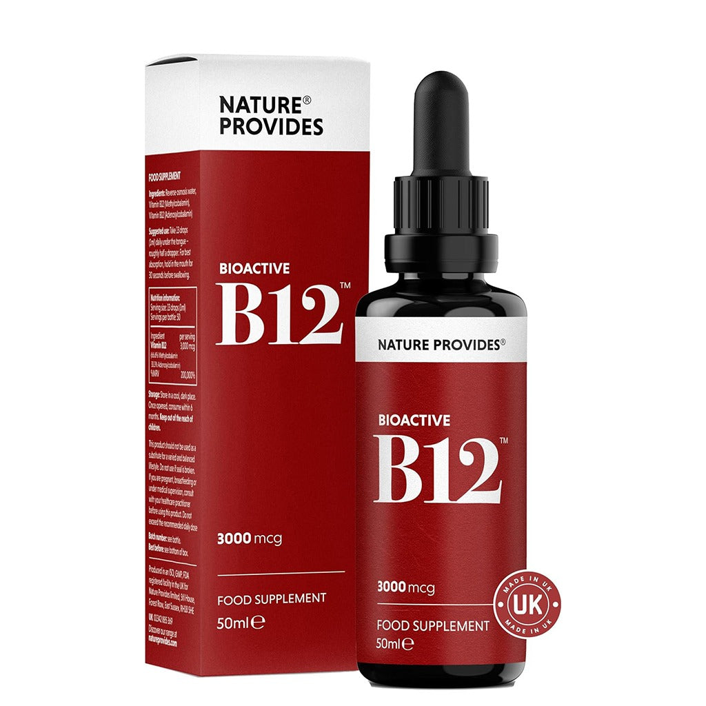 فيتامين ب12 قطرات سائلة 3000 ميكج 50 مل - Nature Provides Bioactive B12 Liquid Drops 3000mcg 50ml