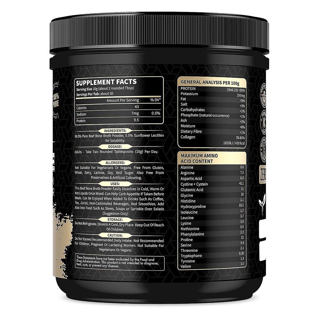 بروتين مرق عظام اللحم البقري باودر 400 مجم - حلال  - Euphoria Bliss Beef Bone Broth Powder 400g