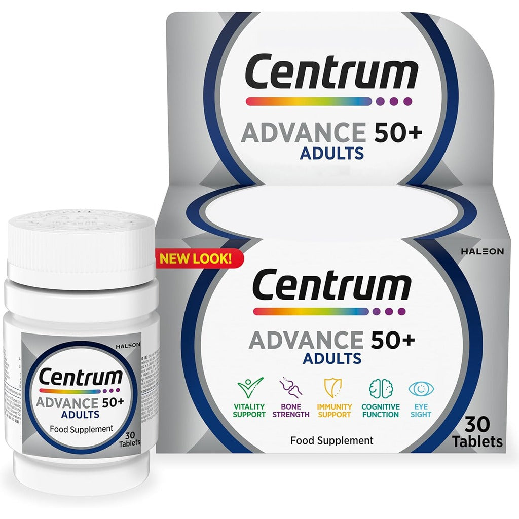 سنتروم ادفانس فيتامينات للرجال والسيدات فوق الخمسين 30 قرص - Centrum Advance 50+ 30 Tablets