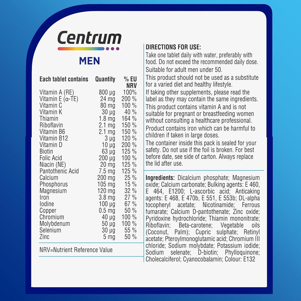 سنتروم فيتامينات للرجال 60 قرص - Centrum Men 60 Tablets