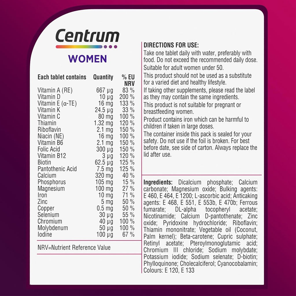 سنتروم فيتامينات للسيدات 30 قرص - Centrum Women 30 Tablets