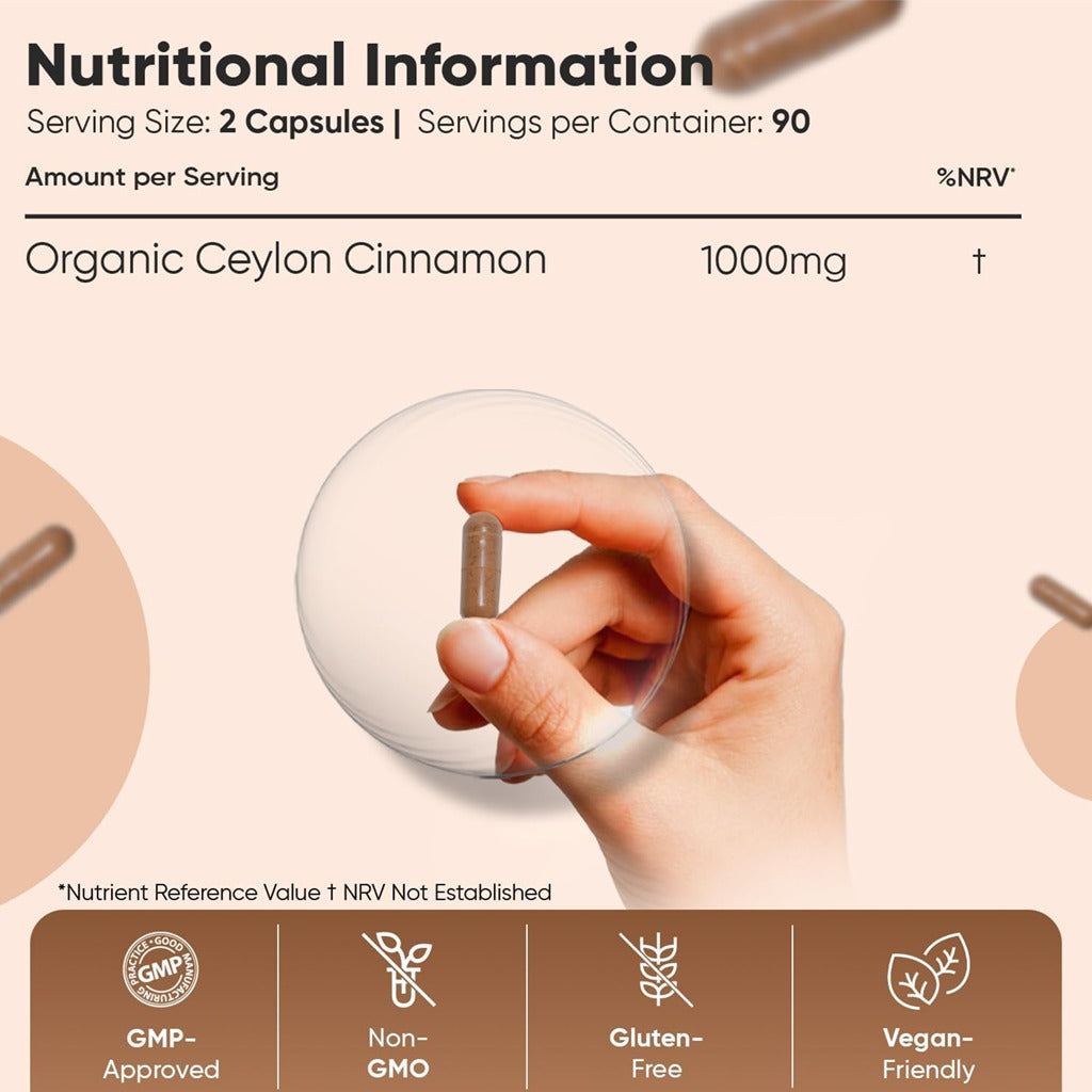 كبسولات القرفة العضوية 1000 ملج 180 كبسولة - WeightWorld Organic Cinnamon 1000mg 180 Capsules