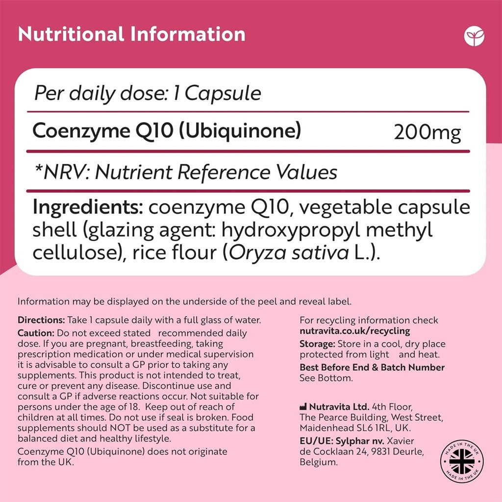 إنزيم كو كيو 10 تركيز 200 مجم 120 كبسولة - Nutravita CoQ10 200mg 120 Capsules