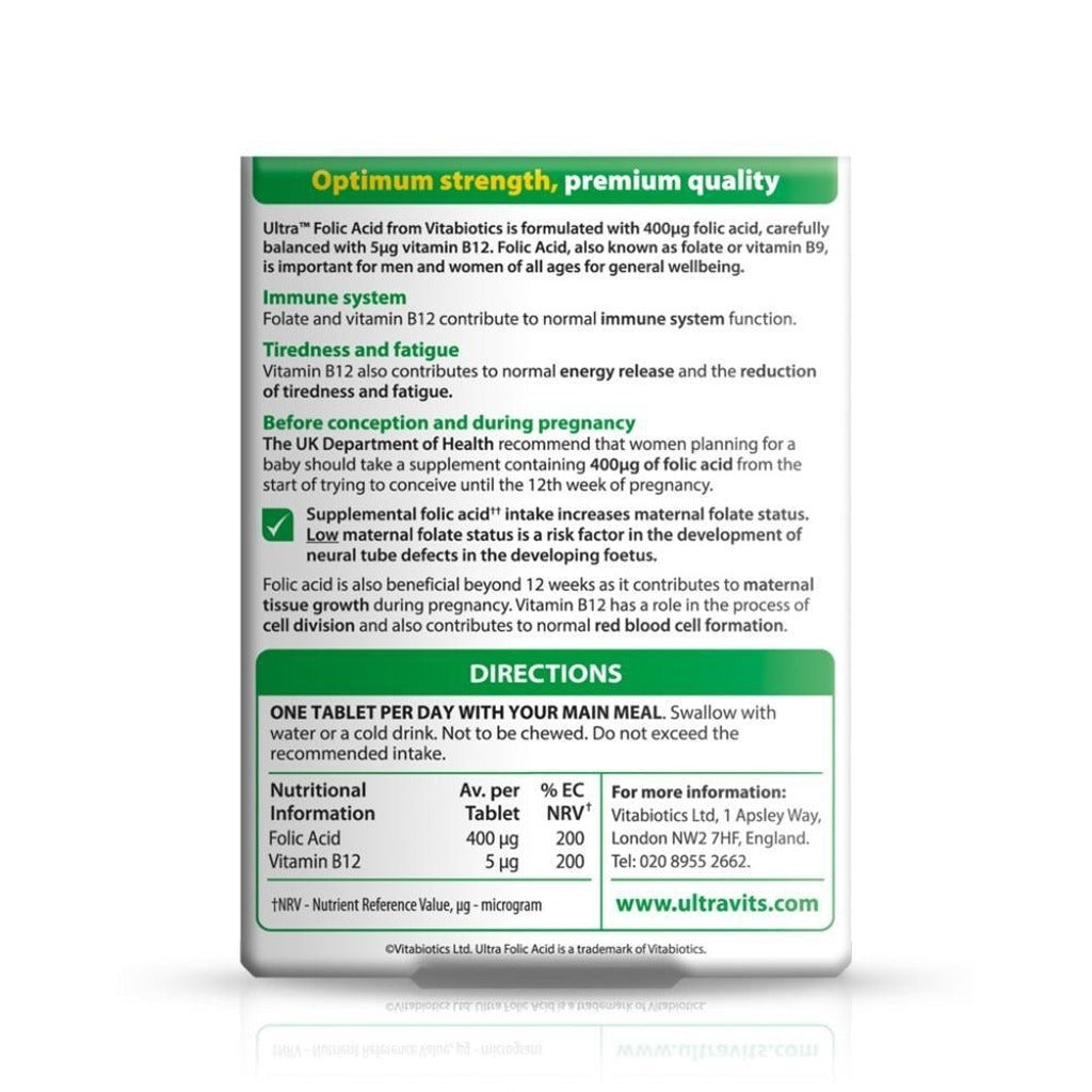 ألترا حمض الفوليك 400 مكجم 60 قرص - Ultra Folic Acid 60 Tablets
