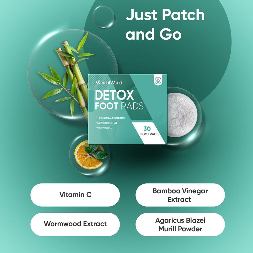 لصقات طبيعية لإزالة السموم من القدم 30 قطعة - WeightWorld Detox Foot Pads 30’s