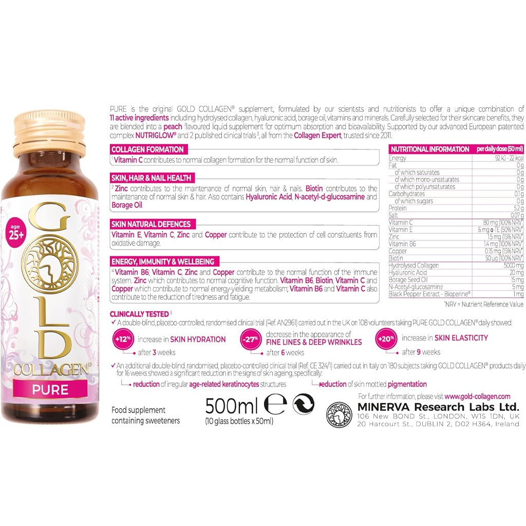 جولد كولاجين بيور شراب كولاجين بحري للبشرة  10 امبولات - Gold Collagen Pure 10*50ml