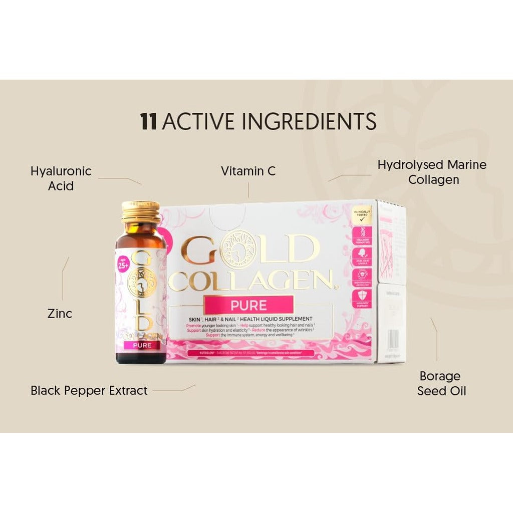 جولد كولاجين بيور شراب كولاجين بحري للبشرة  10 امبولات - Gold Collagen Pure 10*50ml