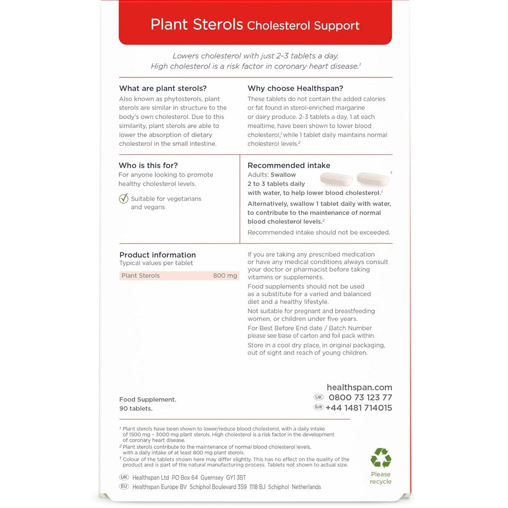 هيلثسبان أقراص ستيرول النباتية 90 قرص - Healthspan Plant Sterols 90 Tablets