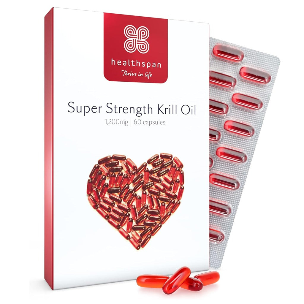 هيلثسبان زيت الكريل الأحمر 1200 ملج 60 كبسولة - Healthspan Super Strength Krill Oil 1200mg 60 Capsules