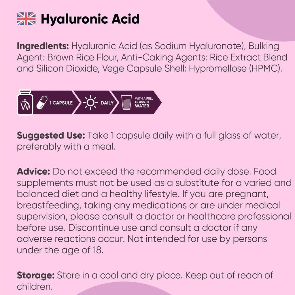 Hyaluronic Acid 600 mg Capsules 180's - Weight World Hyaluronic Acid 600 mg Capsules 180's