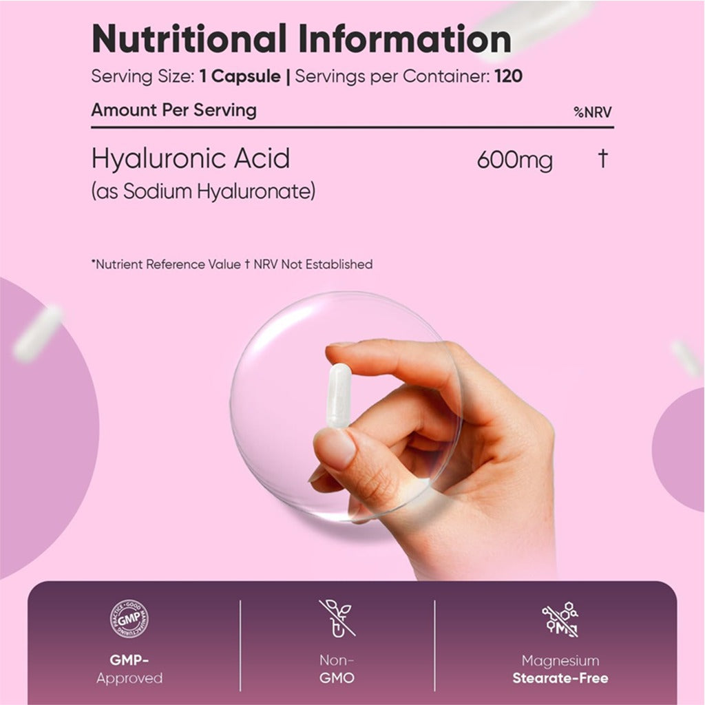 كبسولات الهيالورونيك أسيد 600 مجم 120 كبسولة - WeightWorld Hyaluronic Acid 600mg 120 Capsules
