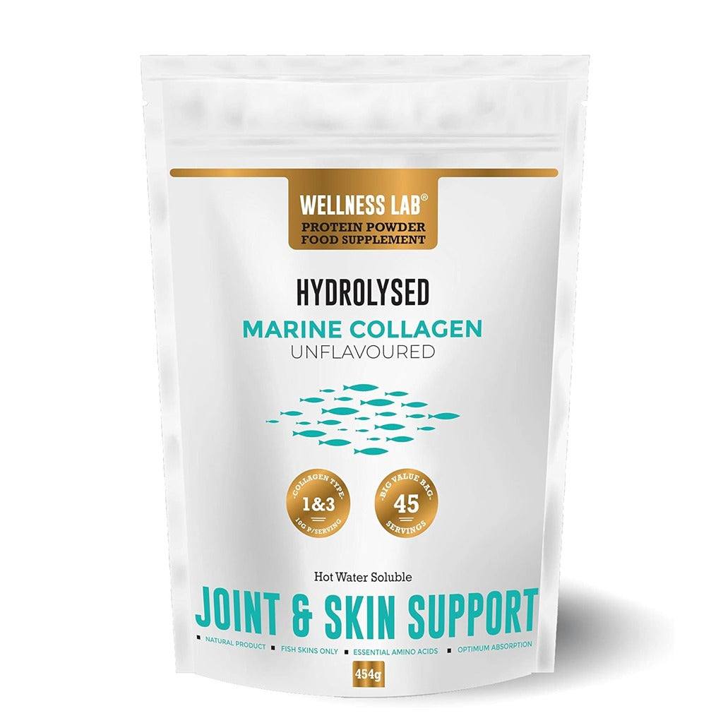 Marine Collagen Powder 10,000 mg 454 g - Wellness Lab Ltd Hydrolysed Marine Collagen Unflavored 454 g