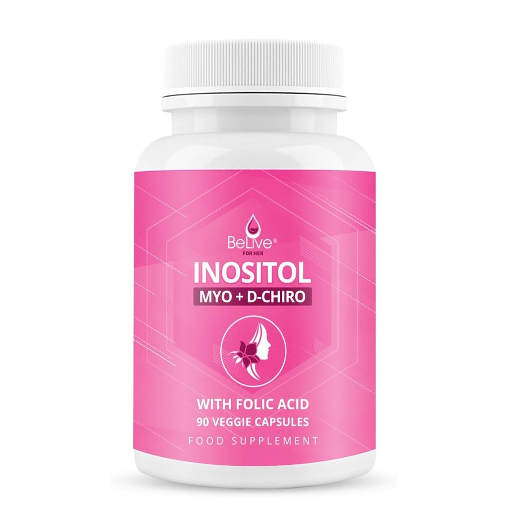 كبسولات الإينوزيتول مع حمض الفوليك 90 كبسولة نباتية - BeLive Myo & D-Chiro Inositol with Folic Acid 90 Capsules