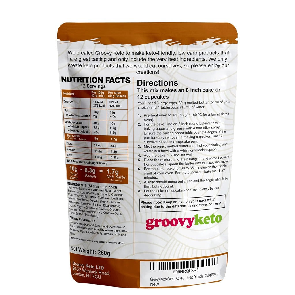Groovy Keto Carrot Cake Low Carb Baking Mix 260 gm