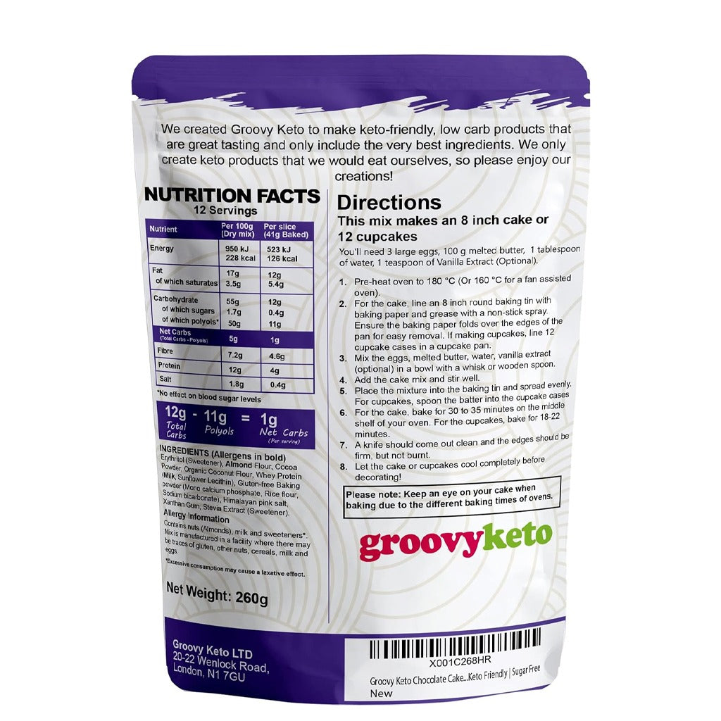 Groovy Keto Chocolate Cake Low Carb Baking Mix 260 gm