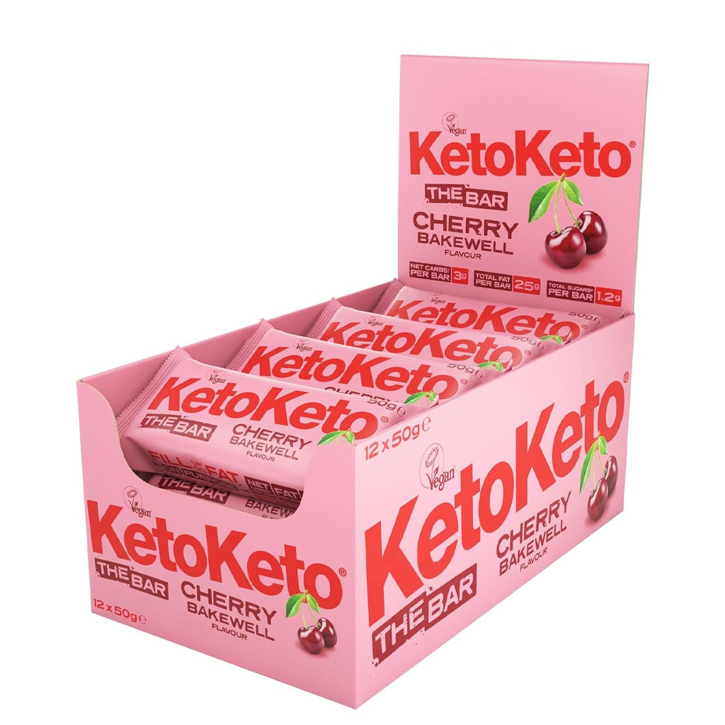 Keto Snack Bar Vegetarian Meal Replacement Cherry Flavor 50g 12 Pieces- Keto Keto Cherry Bakewell Snack Bars 50g 12 Bars