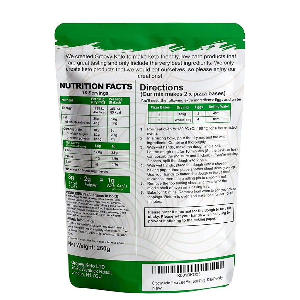 Groovy Keto Pizza Base Low Carb Baking Mix 260 gm