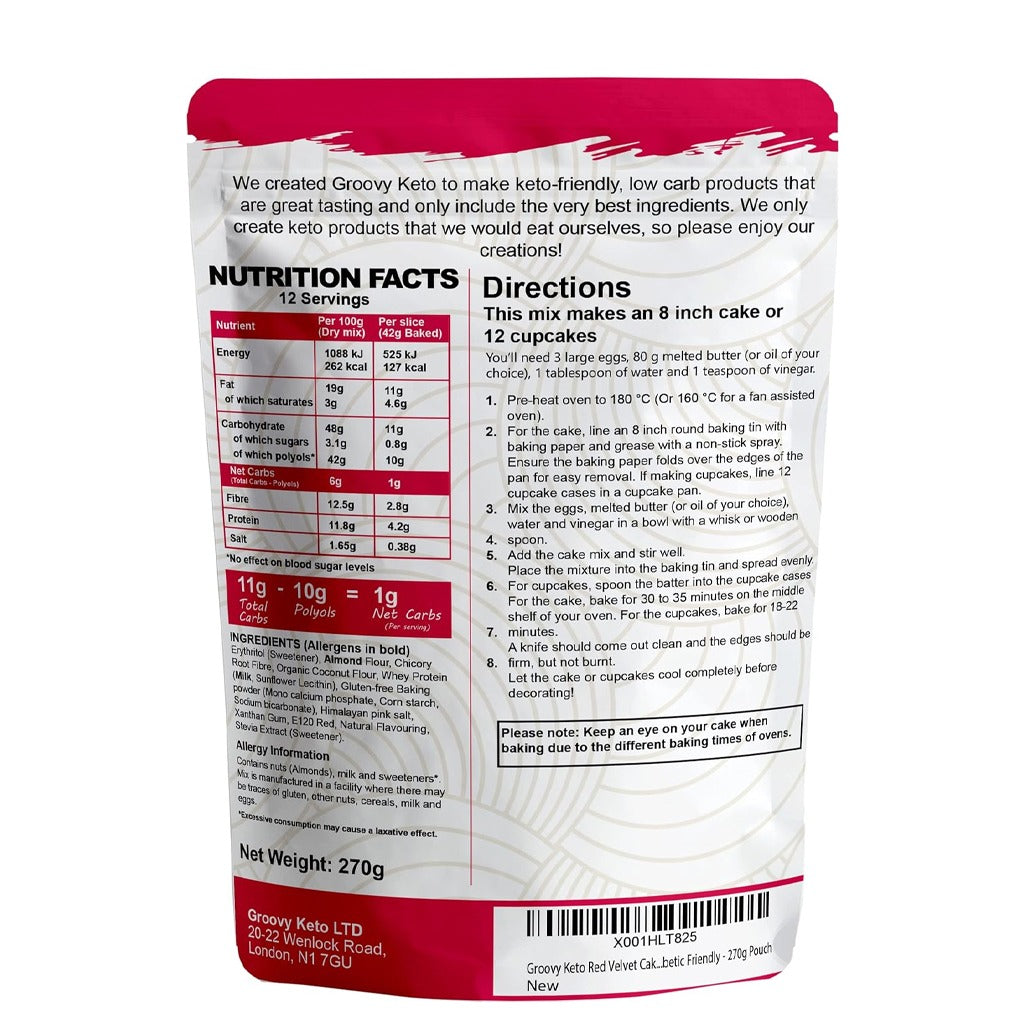 Groovy Keto Red Velvet Cake Low Carb Baking Mix 270 gm