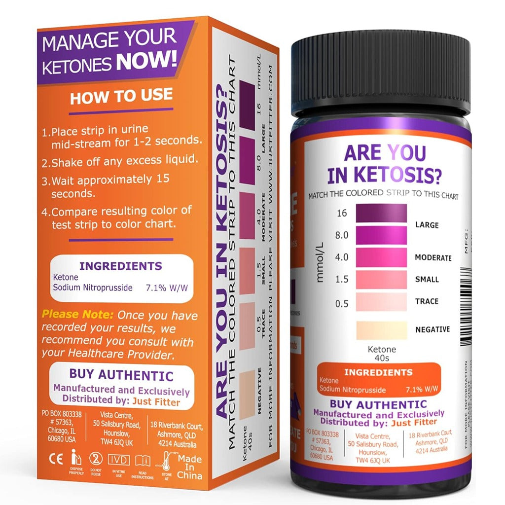 شرائط اختبار الكيتون 125 شريط - Just Fitter Ketone Test 125 Strips