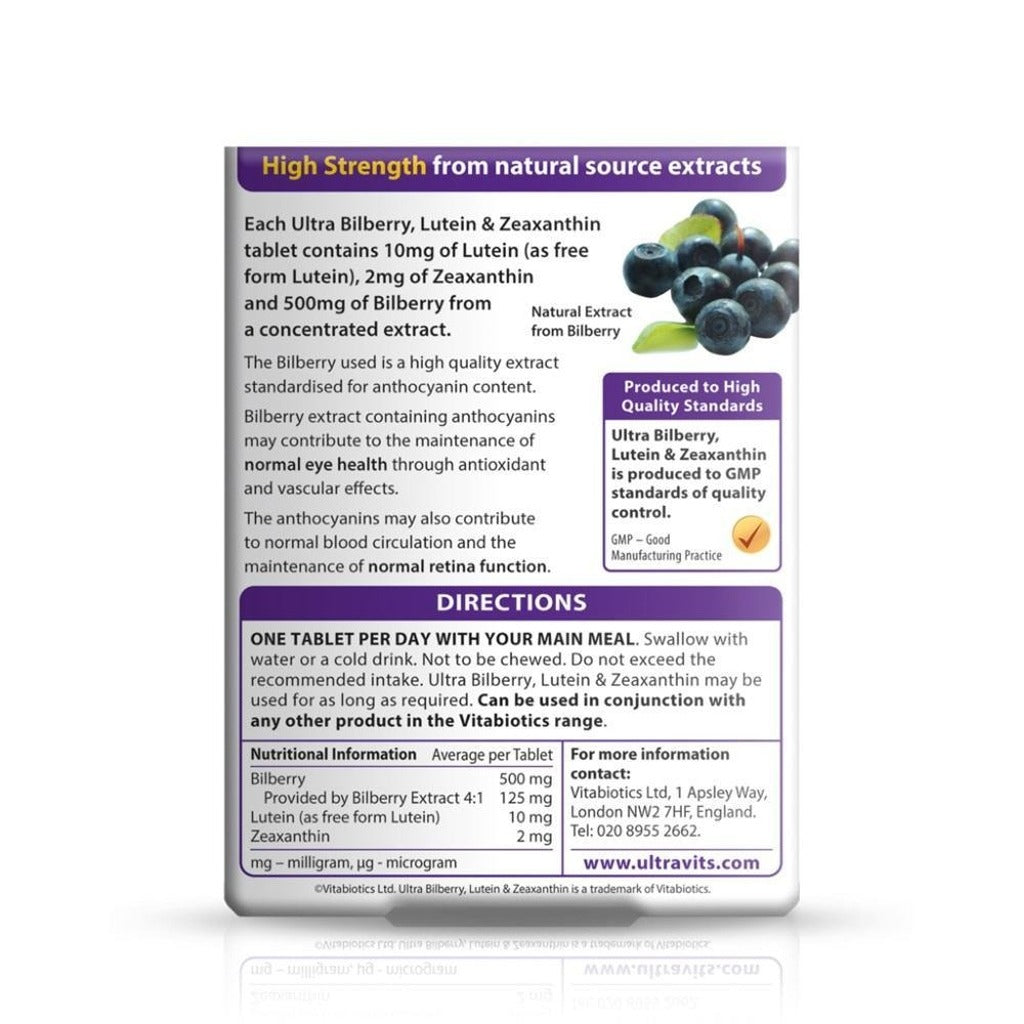 ألترا بيلبيري وليوتين وزياكسانثين 30 قرص - Ultra Bilberry, Lutein & Zeaxanthin 30 Tablets