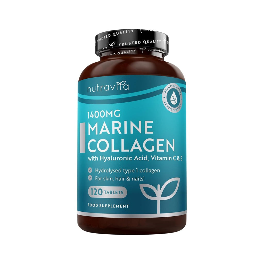 كولاجين بحري 1400 ملج مع حمض الهيالورونيك  120 قرص - Nutravita Marine Collagen 1400mg with Hyaluronic Acid 120 Tablets