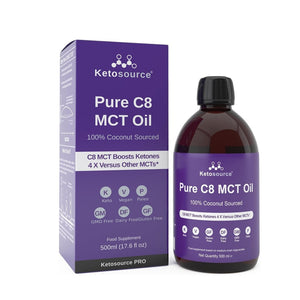 زيت ام سي تي 100% من جوز الهند لنظام الكيتو من كيتوسورس 500 مل - Ketosource Pure C8 MCT Oil 100% Coconut 500 ml