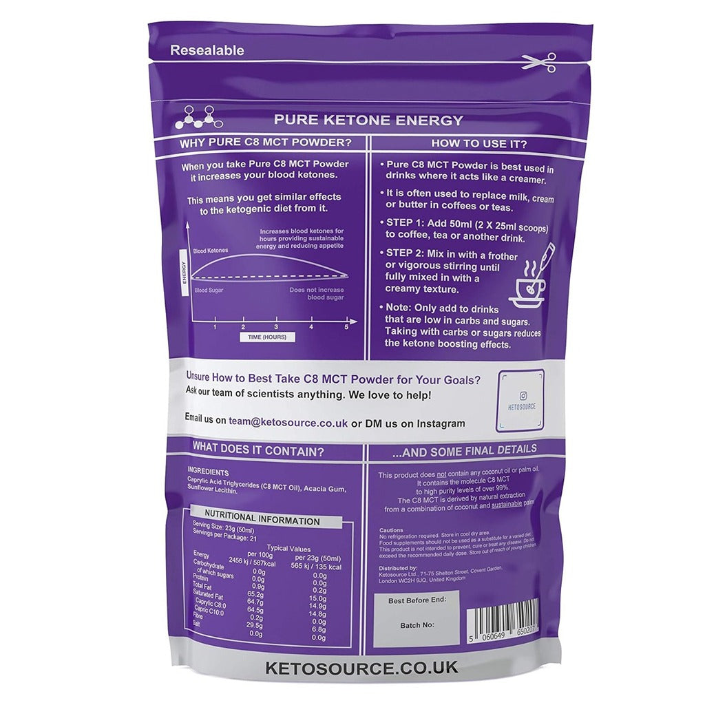 Ketosource Pure C8 MCT Powder 500 gm