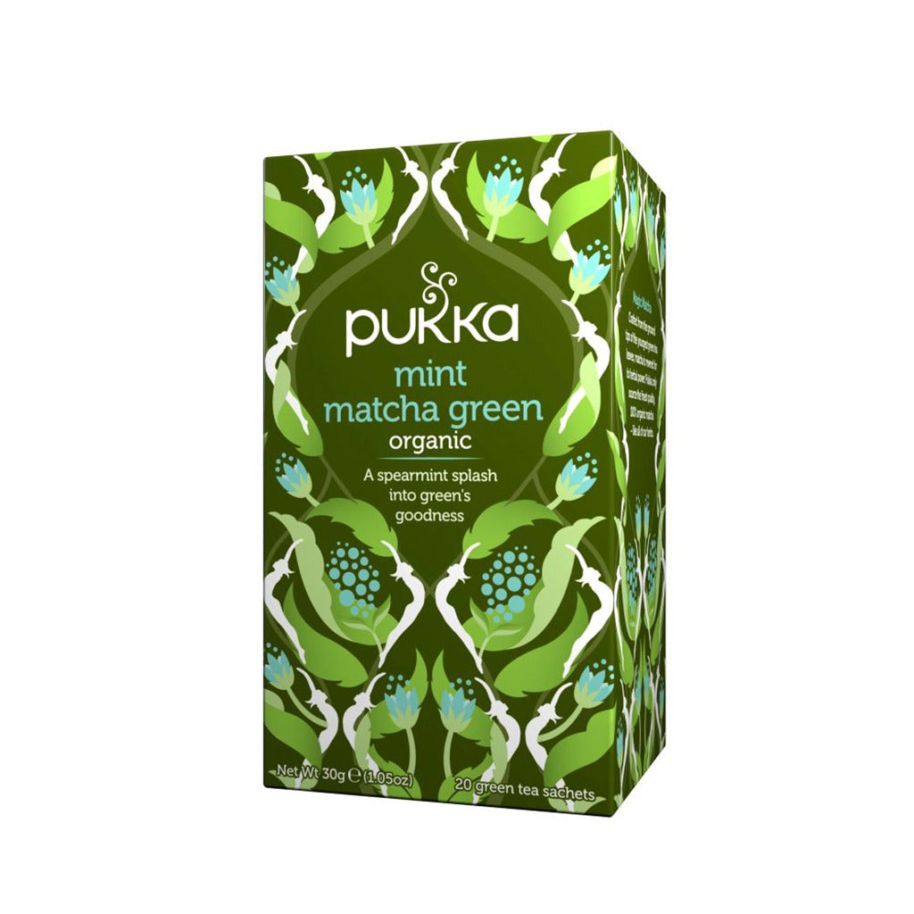 شاي الماتشا الأخضر مع النعناع وشاي السينشا الياباني اكياس 20 كيس - Pukka Mint Matcha Green Tea 20 Sachets