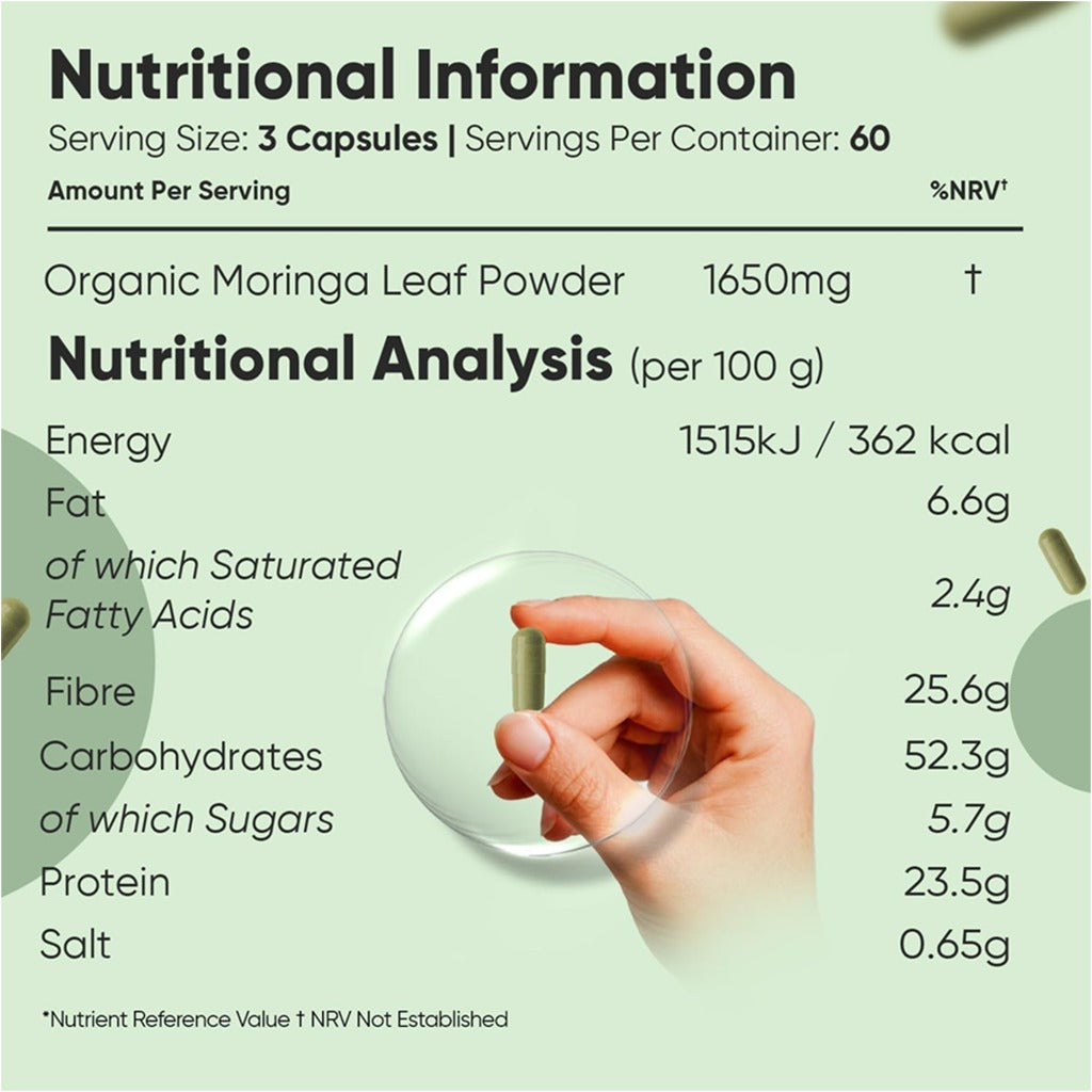 مورينجا عضوية 1650 مجم 180 كبسولة - WeightWorld Organic Pure Moringa 1650mg 180 Capsules