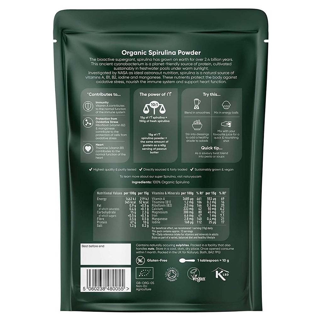 سبيرولينا باودر 100% عضوية 200 جرام - Naturya Organic Spirulina Powder 200g