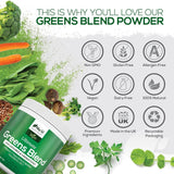 باودر جرين بليند الوجبة الخضراء مناسب للنباتيين 300 جرام - Nu U Vegan Ultimate Greens Blend Powder 300g