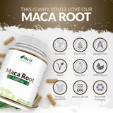 جذور الماكا العضوية 180 كبسولة - Nu U Maca Root 2500mg 180 Capsules