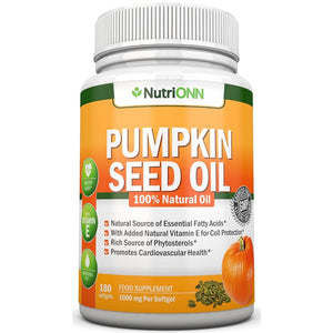 كبسولات زيت بذور اليقطين 1000 ملج 180 كبسولة - NutriONN Pumpkin Seed Oil 1000 mg Softgels 180’s