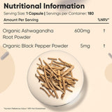 كبسولات الأشواجاندا العضوية 600 ملج 180 كبسولة - WeightWorld Organic Ashwagandha 600mg 180 Capsules