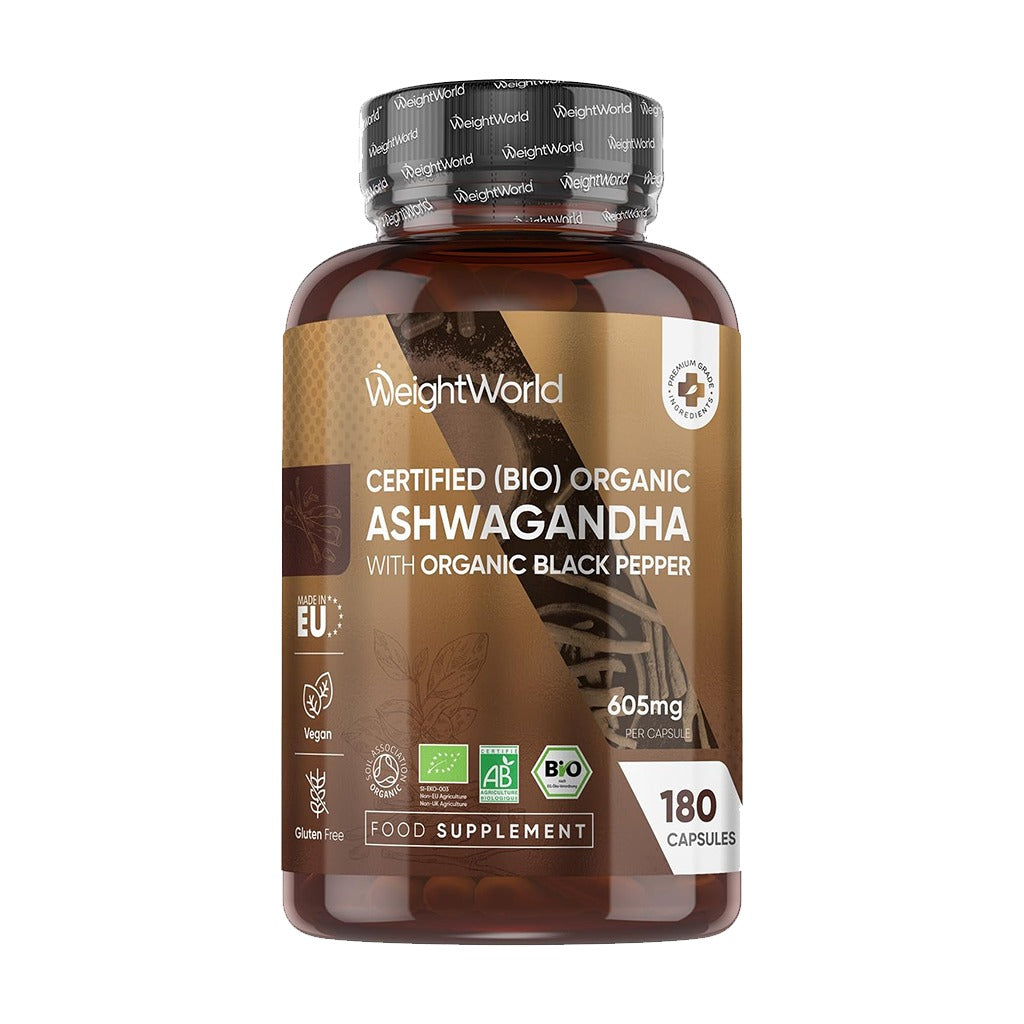 كبسولات الأشواجاندا العضوية 600 ملج 180 كبسولة - WeightWorld Organic Ashwagandha 600mg 180 Capsules