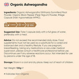 كبسولات الأشواجاندا العضوية 600 ملج 180 كبسولة - WeightWorld Organic Ashwagandha 600mg 180 Capsules
