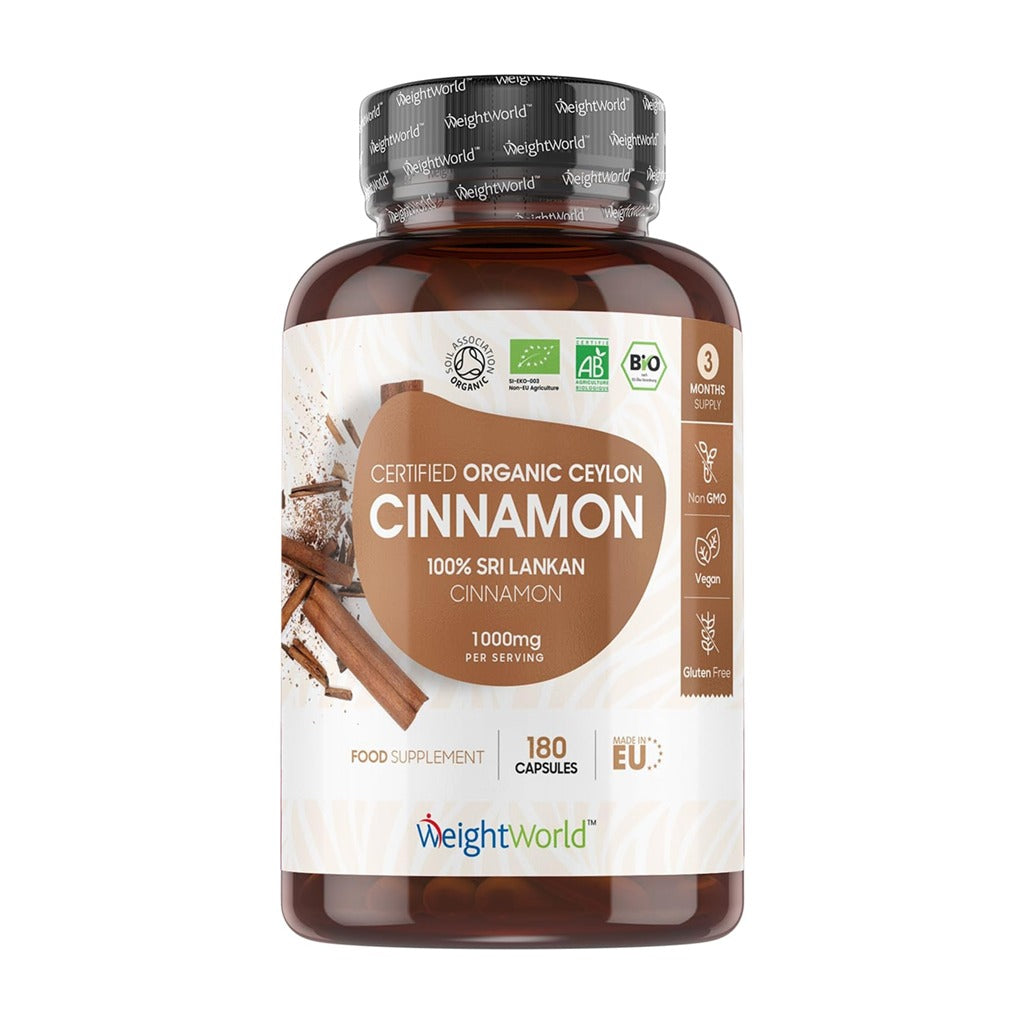 كبسولات القرفة العضوية 1000 ملج 180 كبسولة - WeightWorld Organic Cinnamon 1000mg 180 Capsules