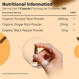 Organic Turmeric with Ginger and Black Pepper Capsules 180's