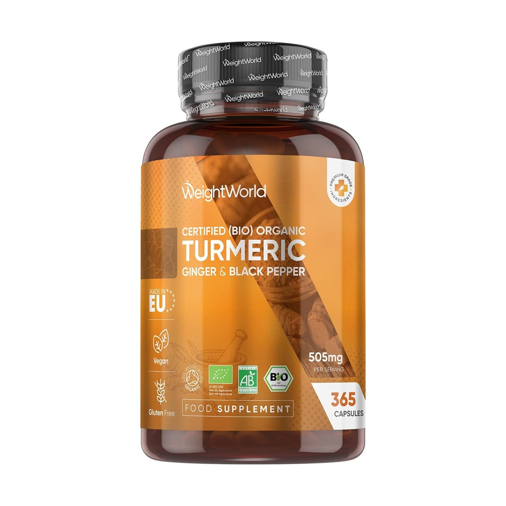 الكركم العضوي مع الفلفل الأسود والزنجبيل 365 كبسولة - WeightWorld Organic Turmeric with Ginger and Black Pepper 365 Capsules